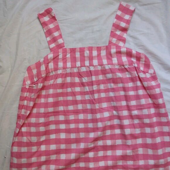 Dreams & Co Pink White Gingham Square Neck Mumu Lounger House Dress Size 1X - Picture 4 of 12